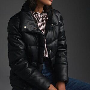 Trendy Black PU Puffer Coat 1X Snap closure, NWT Avec Les Filles